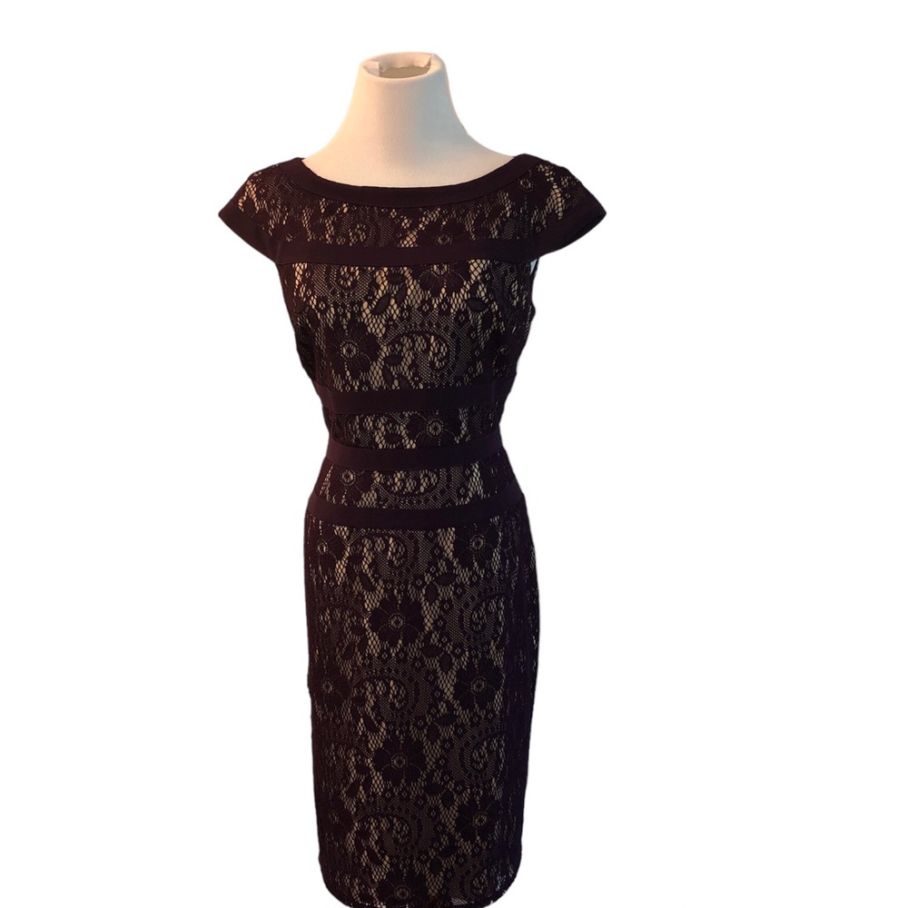 Adrianna Papell Formal Nude/Plum Sheath Dress Size 6